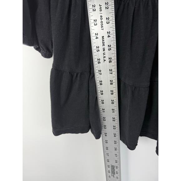 Maeve Anthropologie Black Tiered Babydoll Cotton Blouse Peasant Top Size 2X - Picture 6 of 9